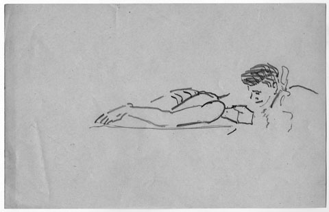 2001-50 - An unidentified sketch amongst the Banting papers, housed at the Simcoe County Archives. Presumably a sketch by Banting, depicting part of either a medical procedure or medical research.