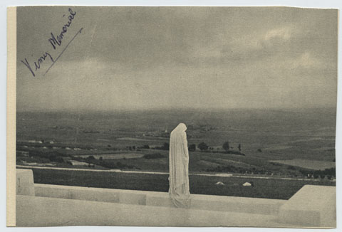 969-31 Haughton photograph album - postcard of Vimy Memorial.