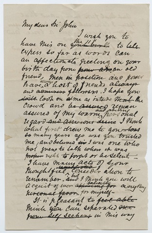 1891 draft letter from J.R. Gowan to J.A. Macdonald