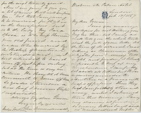 ​999-21 Letter from Sir John A Macdonald to Sir James R. Gowan, February 1867
