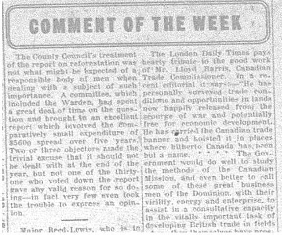 Comment of the Week, Dec. 4, 1919, The Barrie Examiner p.4, Simcoe County Archives