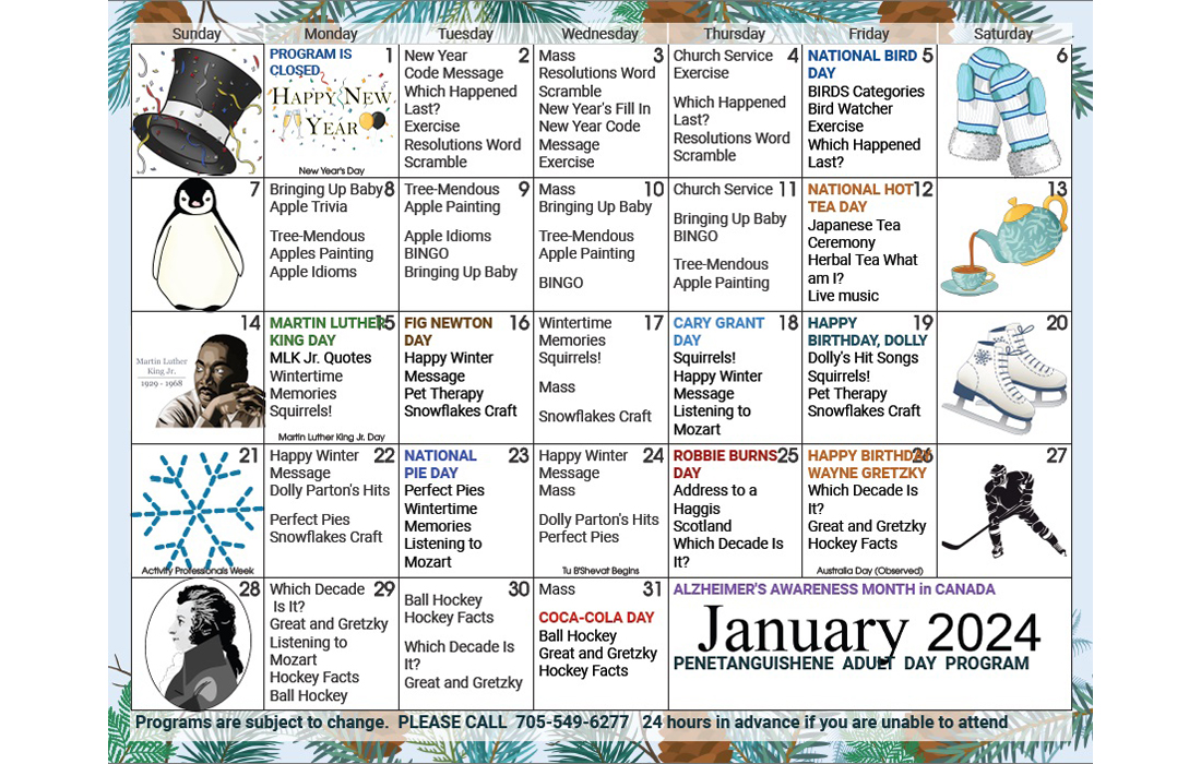 Penetanguishene Adult Day Program Activity Calendar