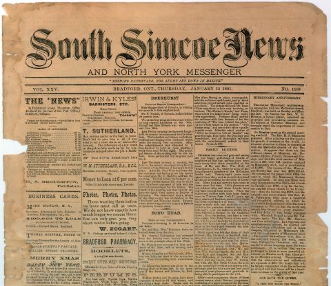 South Simcoe News & North York Messenger,​ 15 January 1891.