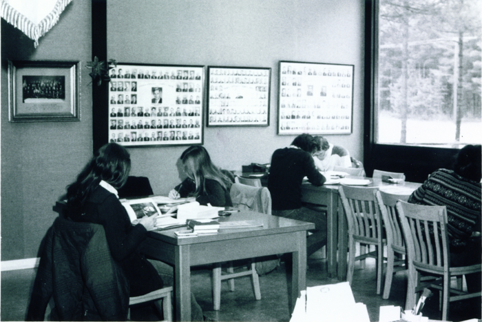 People researching in the Archives Reading Room, located in the Simcoe County Museum around1975