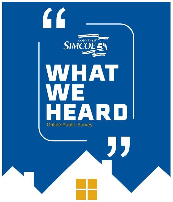 Decorative graphic on a blue background with the text "What We Heard - online public survey"